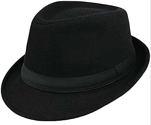 Kids-Boys Classic Panama-Fedora-Hat Trilby Manhattan-Structured Jazz Wool Cap 3-6Yrs Black