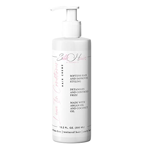 Silk Hair by Andrea D. Leave In Conditioner Creme Excellent For Curls, Textured Hair, And Frizz, Deeply Moisturizes, Detangles, And Rejuvenates Damaged Unmanageable Hair, 10.2OZ