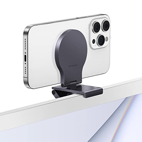 Stouchi Continuity Camera Mount for Desktop Monitor, iMac Compatible iPhone Webcam Mount with Mag-Safe for Mac Desktops and Displays, Apple TV 4K