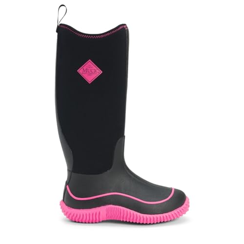 Muck Boots Hale Multi-Season Women's Rubber Boot, Black/Hot Pink, 10 M US