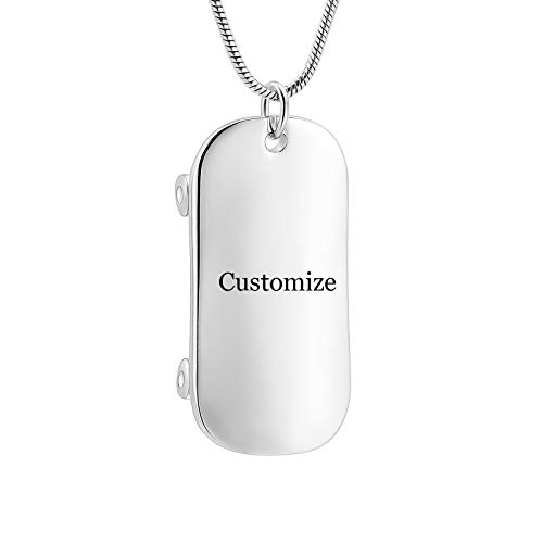 Minicremation Cremation Ashes Jewelry Cool Skateboard Urn Necklace for Ashes Stainless Steel Keepsake Urn Pendant Ashes Holder