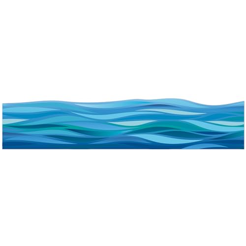 Eureka Seas The Day Waves Decorative Classroom and Bulletin Board Trim for Teachers, 2.25' Wide, 12 Strips for 37 Total Feet