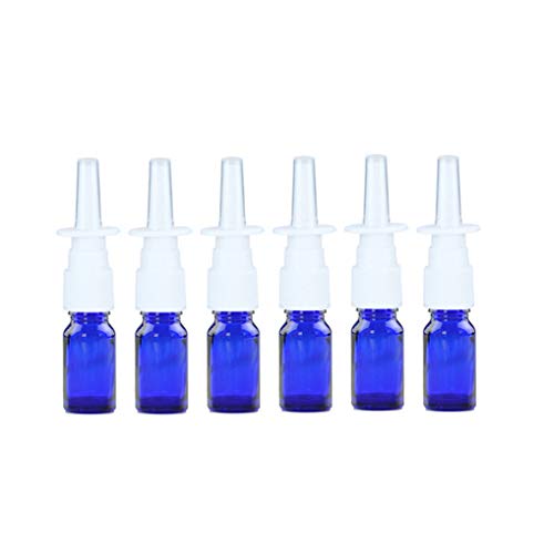 6PCS 10ml/0.34oz Empty Glass Refillable Nasal Spray Bottles Fine Mist Sprayers Makeup Water Travel Containers Jars For Essential Oils Saline Water Applications Perfume Bottles Sold Empty (Blue)
