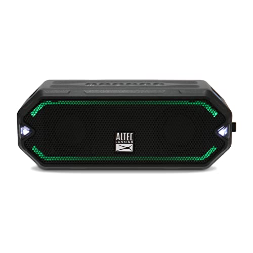 Altec Lansing HydraJolt Wireless Bluetooth Speaker, Waterproof Portable Speakers with Built in Phone Charger and Lights, Everything Proof Outdoor, Shockproof, Snowproof, 16 Hours Playtime