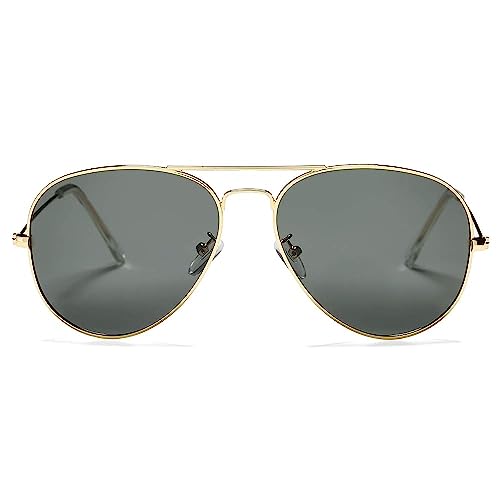 Pro Acme Classic Polarized Aviator Sunglasses for Men and Women UV400 Protection (Gold Frame/Black Lens)