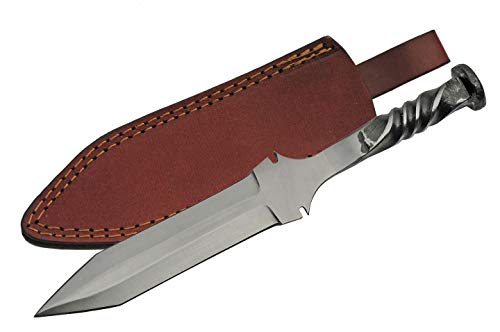 Szco Supplies Handmade Railroad Spike Spear-Point Knife,Grey