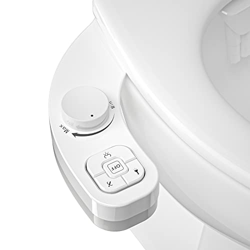 PIKETS Bidet Attachment for Toilet, Dual Nozzle (Frontal and Rear Wash) Non-Electric Fresh Water Bidet Toilet Seat Attachment with Nozzle Self Cleaning, Adjustable Water Pressure (White)