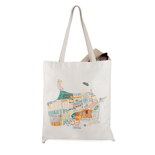 WCGXKO San Francisco City Map Inspired Canvas Tote Bag San Francisco Trip Travel Bag (San Francisco)