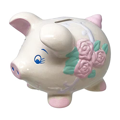 Piggy Bank - Adorable and Collectible Pig Shaped Money Holder - Great Gift for Kids - 4.25' x4.25' x 5'