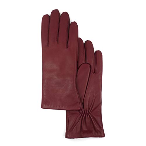 MGGM collection Womens Nappa Lambskin Leather Gloves Cashmere Lining, Burgundy, X-Large