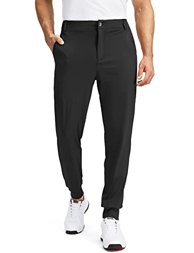 Soothfeel Men's Golf Joggers Pants with 5 Pockets Slim Fit Stretch Sweatpants Running Travel Dress Work Pants for Men(Black, XL