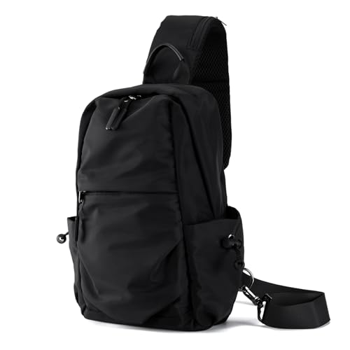 Seoky Rop Men Women Sling Bag Backpack Lightweight Water Resistant Small Chest Shoulder Crossbody Bags for Walking Travel Cycling Black