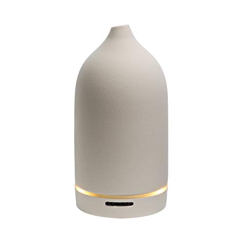 Toast Living CASA Handcrafted Ultrasonic Fragrance Essential Oil Diffuser for Aromatherapy, Ceramic Cover, White Stone 100ml Capacity