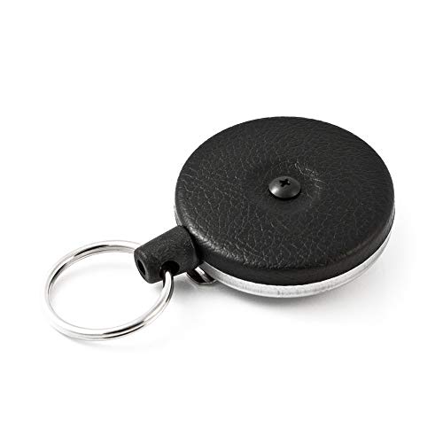 KEY-BAK Original SD Retractable Keychain with a 36' Retractable Cord, Black Front, Steel Belt Clip, 13 oz. Retraction, Split Ring