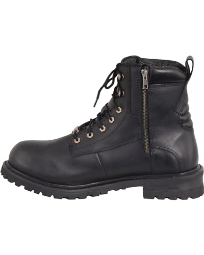 Milwaukee Leather MBM9096WP Men's Black Leather 'Wide Width' 6-Inch Lace-Up Logger Waterproof Boots - 12W