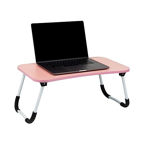 Mind Reader Lap Desk Laptop Stand, Bed Tray, Folding Legs, Couch Table, Portable, MDF, 23.25' L x 13.75' W x 10.5' H, Pink