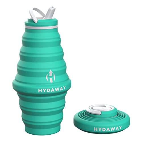 HYDAWAY Collapsible Water Bottle - 25oz I Reusable Water Bottle with Flip Top Lid for Travel, Hiking, Backpacking I Portable & Leakproof, Food-Grade Silicone, BPA Free, Collapse to 1.5”