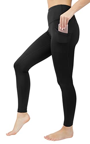 90 Degree By Reflex High Waist Fleece Lined Leggings with Side Pocket - Yoga Pants - Black with Pocket - Medium