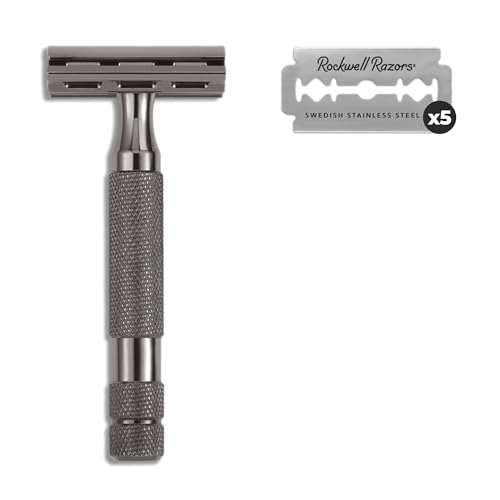 ROCKWELL RAZORS 2C Razor with 5 Blades, 6 Piece Set, Gunmetal Chrome