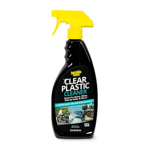 Invisible Glass 92084 22-Ounce Clear Plastic Cleaner for RVs, Cars, Boats, Bikes, and Side-by-sides Use on Helmet Visors, Acrylic Windows, and More Streak and Haze Free Anti-Static, Pack of 1