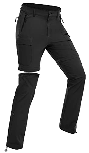 Wespornow Women's-Hiking-Pants Convertible-Zip-Off-Quick-Dry-Pants for Cargo, Camping, Travel, Outdoor, Fishing, Safari (Black, Medium)