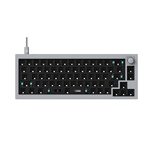 Keychron Q2 Wired Custom Mechanical Keyboard Barebone Knob Version, QMK/VIA Programmable Macro, Compatible with Mac Windows Linux, Hot-Swappable 65% Layout, Double-Gasket DIY Kit - Grey