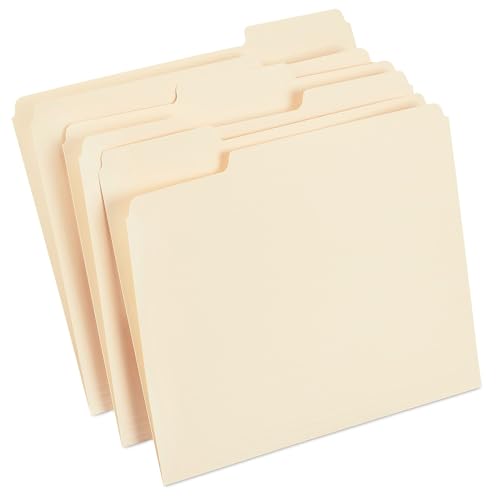 Staples 116657 Manila File Folders Letter 3 Tab Assorted Position 100/Box