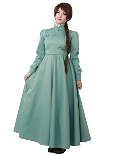 miccostumes Womens Costume A Line Long Sleeves Pastel Green Dress With White Collar (XS)