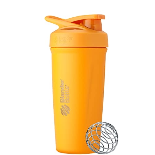 BlenderBottle Strada Shaker Cup Insulated Stainless Steel Water Bottle with Wire Whisk, 24-Ounce, Mango