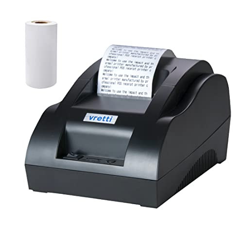 vretti Thermal Receipt Printer, 58mm Small USB Thermal Printer with High-Speed Printing Support to ESC/POS/Window and Mac System, Portable Restaurant Kitchen Printer for Cash Register