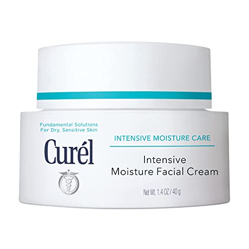 Curel Japanese Skin Care Intensive Face Moisturizer Cream, Face Lotion for Dry to Very Dry Sensitive Skin, For Women and Men, Anti-Aging Fragrance-Free Anti-Wrinkle, 1.4 oz