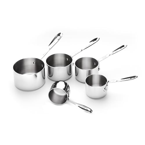 All-Clad Kitchen Accessories Stainless Steel Measuring Cup Set 5 Piece Cookware, Pots and Pans, Dishwasher Safe Silver