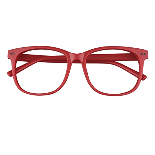 GQUEEN Fake Glasses Non Prescription Glasses Women Men Clear Lens Glasses Eyeglasses Matte Red, 201581