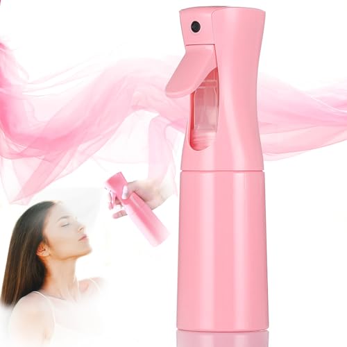 Leaflai Ultra Fine Mist Spray Bottle - Continuous Hair Water Spray Bottle - Mist bottle sprayer for Hair, Cleaning, Salons, Gardening, Body Care & More (Pink)