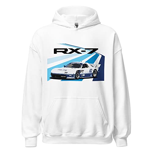 JG Infinite RX-7 IMSA GTO Race Car Rotary RX7 90s JDM Retro Racing Unisex Hoodie White