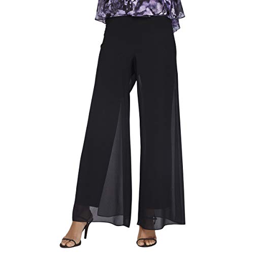 Alex Evenings Women's Plus Size Full Length Straight Leg Dress Pant (Regular and Petite), Black Georgette, L