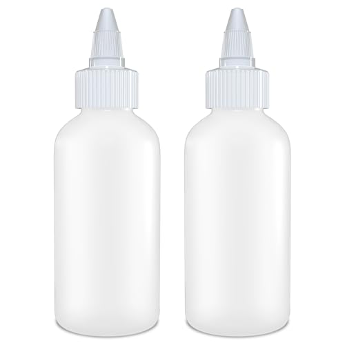 BRIGHTFROM Condiment Squeeze Bottles - 4 OZ Squirt Empty Bottles, Twist Top Cap, Leak Proof - Great for Ketchup, Mustard, Syrup, Sauces, Dressing, Oil, Arts and Crafts, BPA-FREE Plastic - Pack of 2