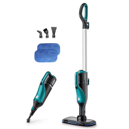 Kenmore SM2050 2-in-1 Steam Mop Hard Floor Cleaner with 2 Modes & 2pcs Washable Pads for Carpets, Rugs and Upholstery, Green