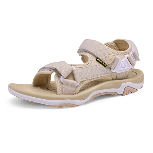 DREAM PAIRS Womens Arch Support Hiking Sandal Sport Outdoor Athletic Comfortable Summer Beach Water Sandals, Beige-7 (Dsa214)