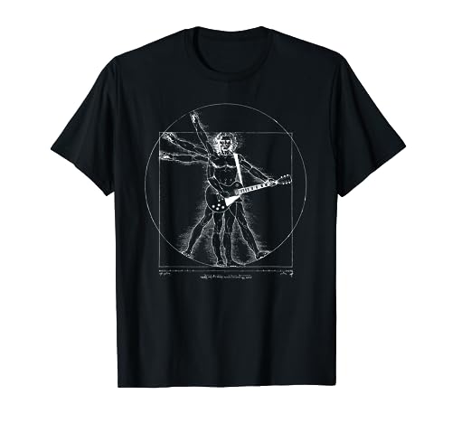 Funny Guitar Player Da Vinci Vitruvian Man Musicians T-Shirt