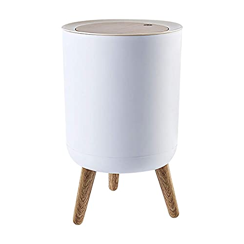 Trash can，7Liter/1.8 Gallon Garbage can with Press top Lid，Nordic Modern Waste Basket，Plastic Trash bin Suitable for Kitchen, Bathroom, Bedroom, Living Room, Office, Outdoor，Dog Proof Trash can……