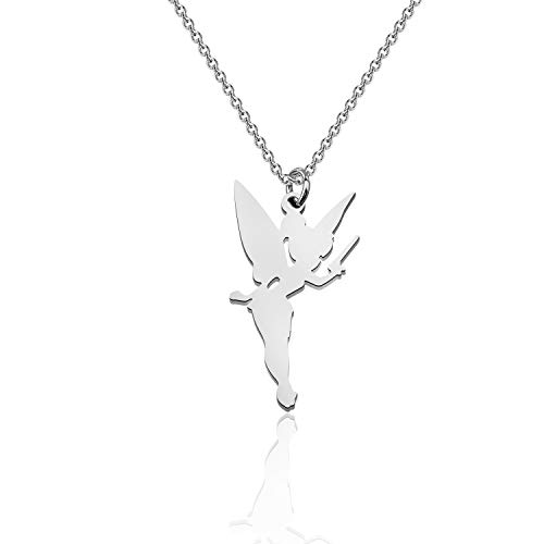 KUIYAI Princess Wendy Pendant Necklace Fairy Tale Quote Silhouette Jewelry (Tinker Bell)