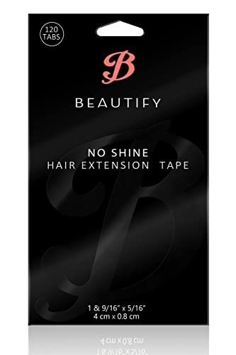 No Shine by BEAUTIFY Hypoallergenic Double Sided Hair Extension Tape, 4 cm x 0.8 cm, 120 Pre-Cut Tabs, One Color