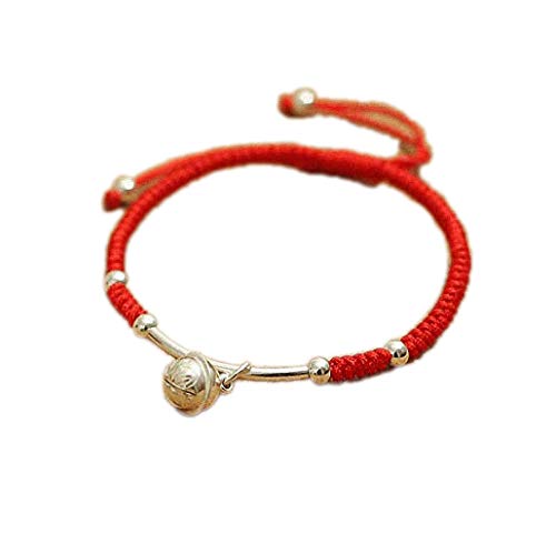 Protection Bracelet for Women and Men Real 925 Sterling Silver Lucky Bell Amulet Red Rope Bracelet Handmade String Adjustable Jewelry Gift Red