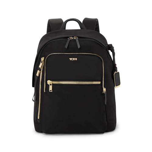 TUMI Voyageur Halsey Backpack - Men's & Women's Backpack for Travel - On-the-Go Travel Bag - Laptop Backpack for Everyday Use & Work - Black & Gold Hardware