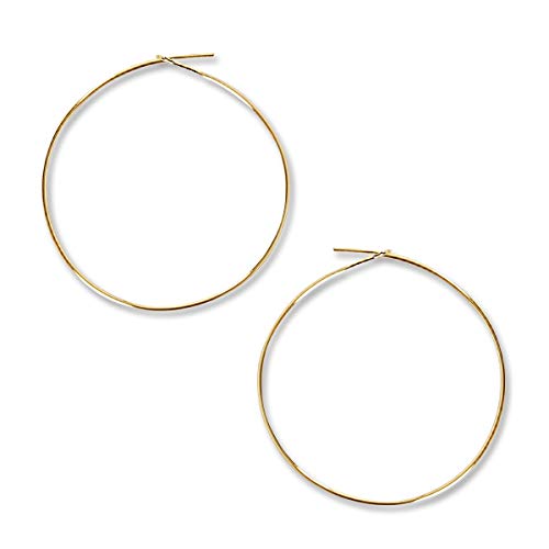 Humble Chic Thin Hoop Earrings for Women - Hypoallergenic Lightweight Wire Threader Loop Drop Dangles, Safe for Sensitive Ears, 18K Yellow - 1.5 inch