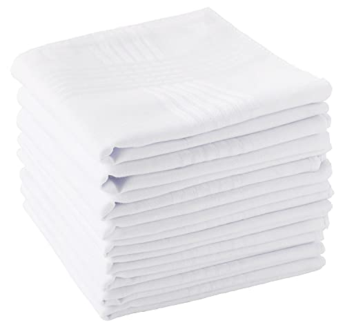 Scotamalone Men's Handkerchiefs 100% Soft Cotton White Hankie Hankerchieves