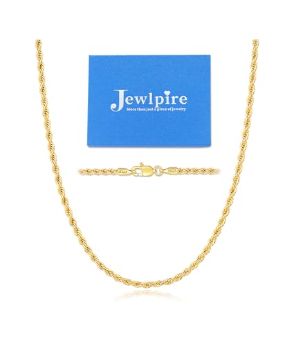 Jewlpire Italian Solid 18k Gold Chain Necklace for Women Girls, 2mm Rope Chain Gold Chain for Women Shiny & Comfortable & Sturdy Women's Chain Necklaces 18 Inch