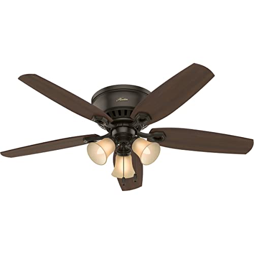 Hunter Fan Company Indoor 53327 52' Builder Low Profile Ceiling Fan with Light, 52 inch, New Bronze finish