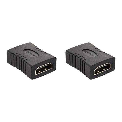 Amazon Basics HDMI Female to Female Coupler Adapter (2 Pack), 29 x 22mm, Black